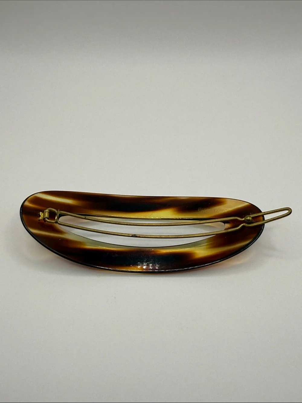 Vintage Made in France Brown Tortoise Shell Large Hair Barrette Clip